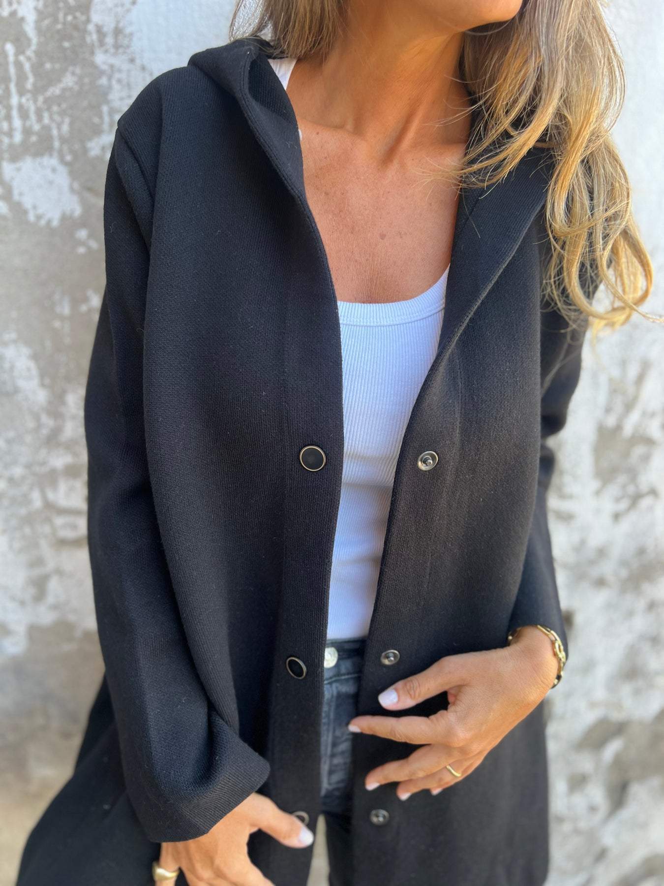 Casual Einreiher Jacke mit Kapuze