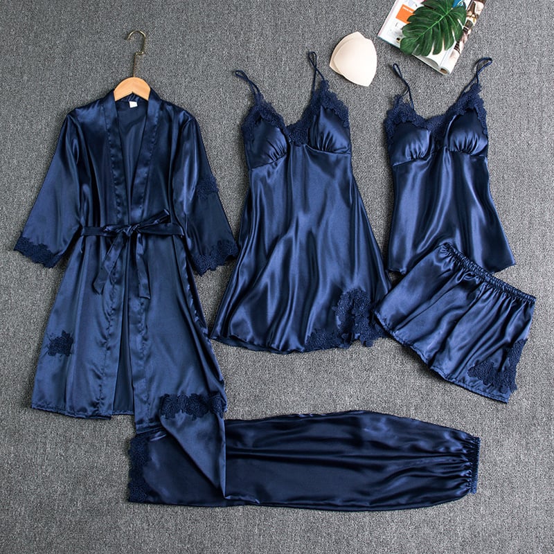 Eis-Seide Deluxe: 5-teiliges Sexy Nachthemd Set