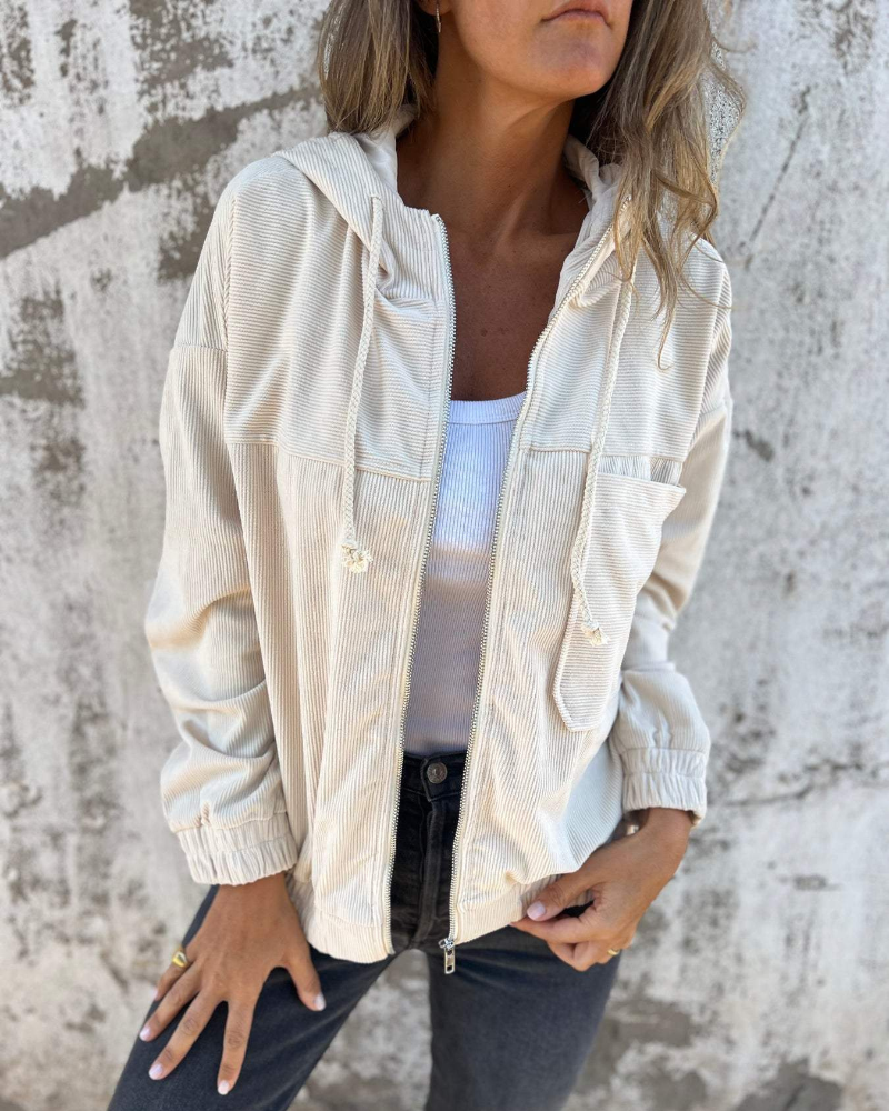 Danna - Kapuzenjacke aus Cord mit Reißverschluss