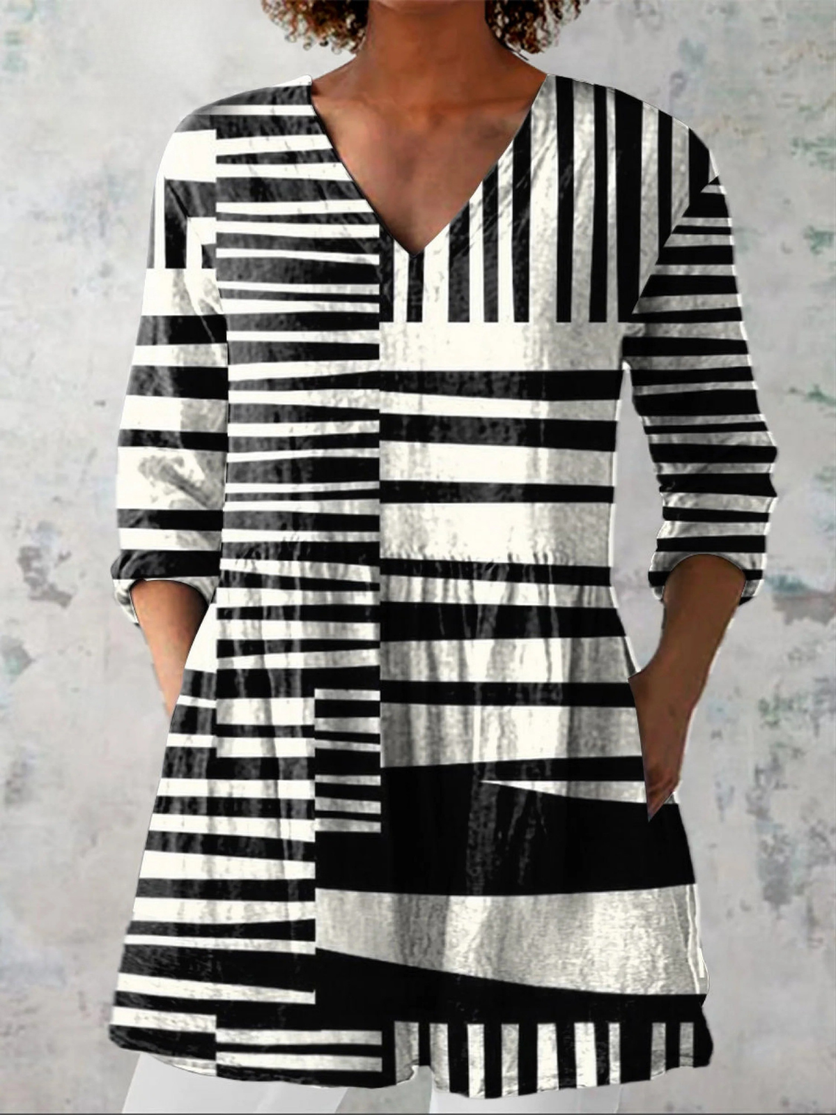 Quinn | Lange Bluse mit ausdrucksstarkem Muster
