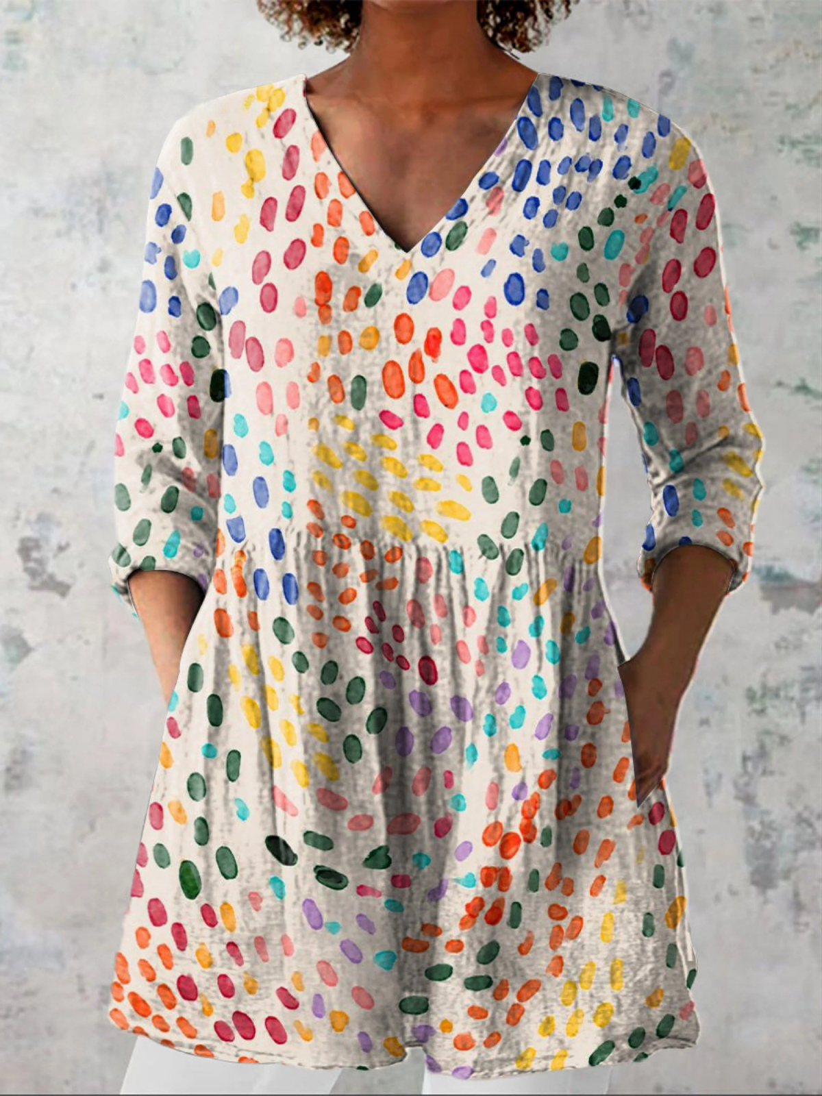 Noelle | Lange Bluse mit ausdrucksstarkem Muster
