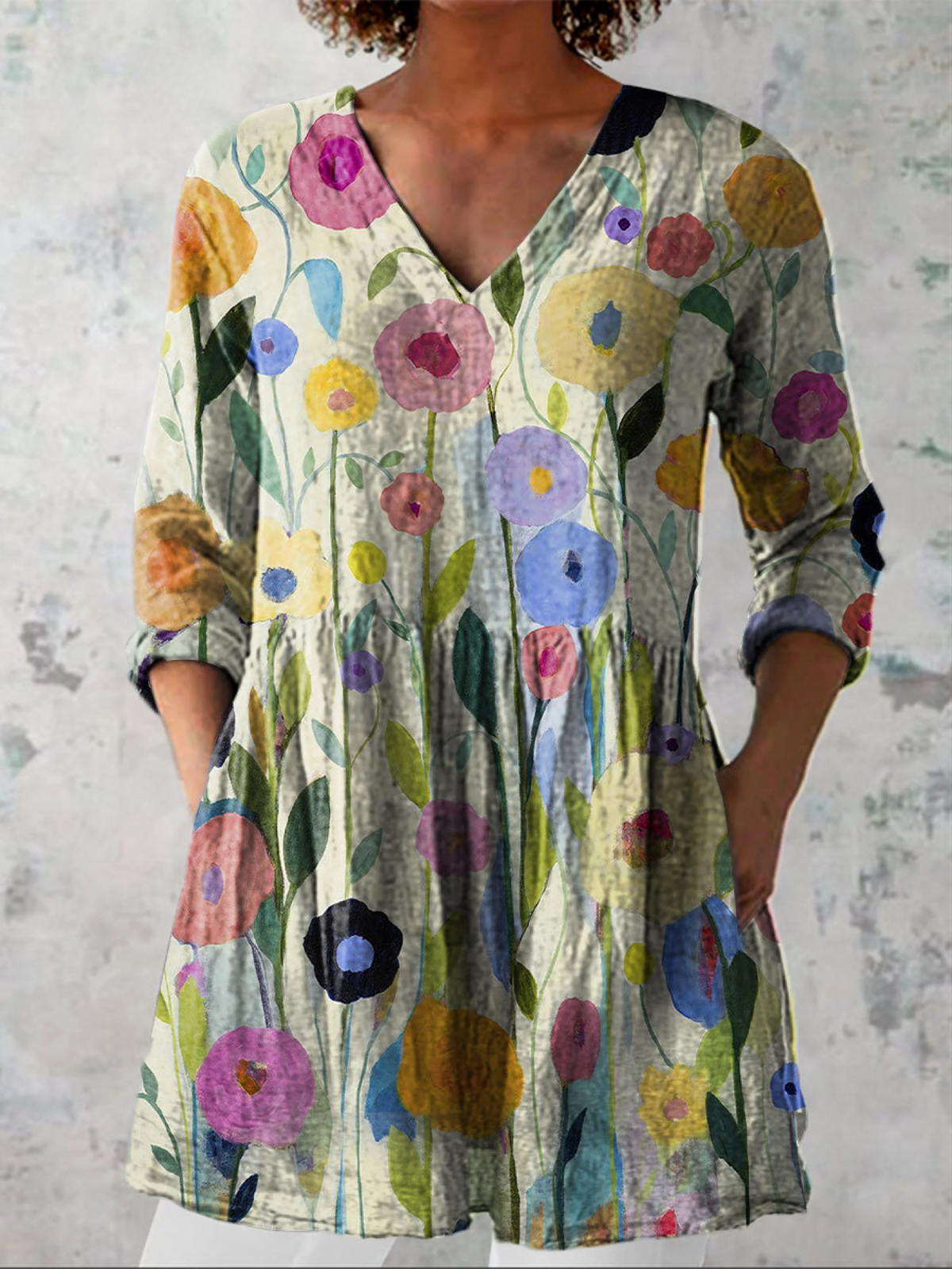 Remi | Lange Bluse mit ausdrucksstarkem Muster