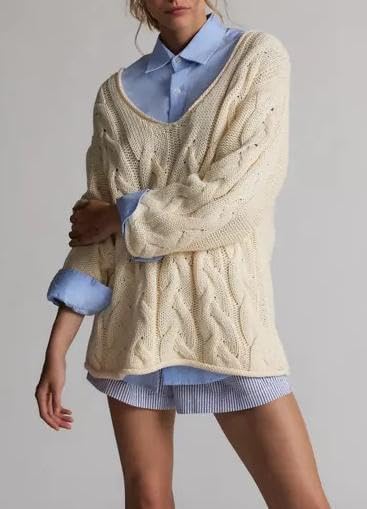 Oversized Kabelstrickpullover