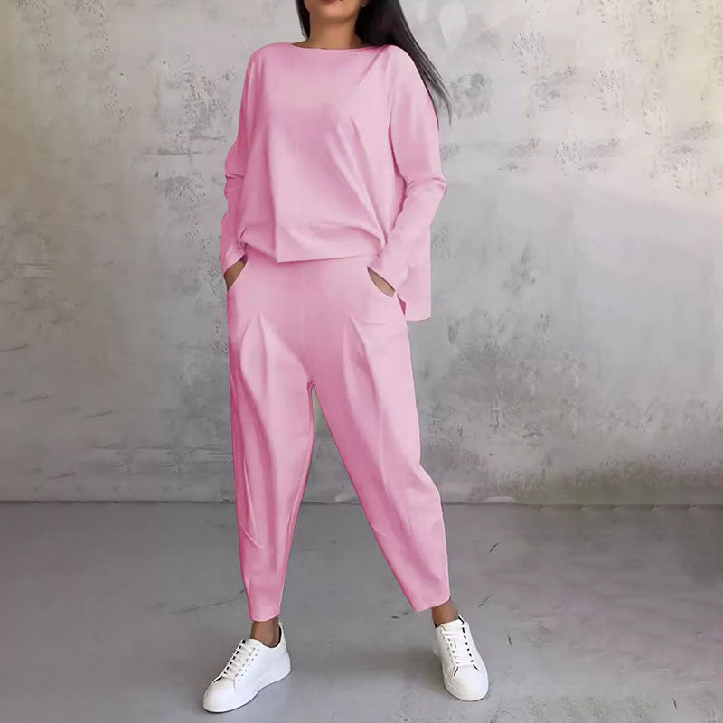 Fashion, Leisure ✨Long Sleeve Round Neck & Pants 2-Piece Set