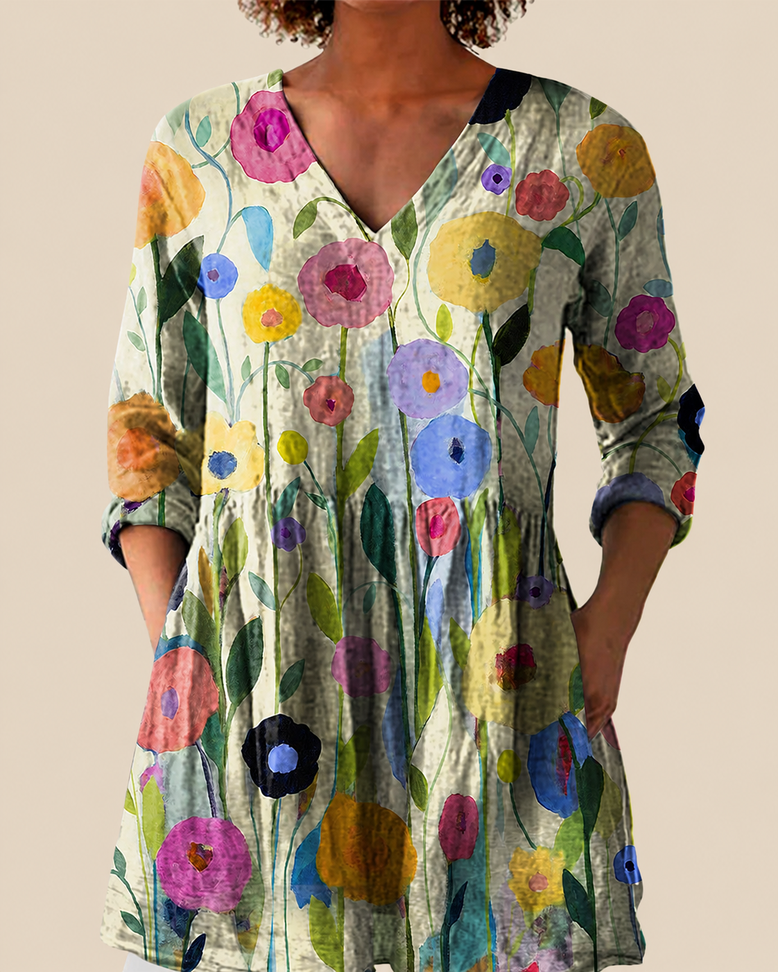 Remi | Lange Bluse mit ausdrucksstarkem Muster