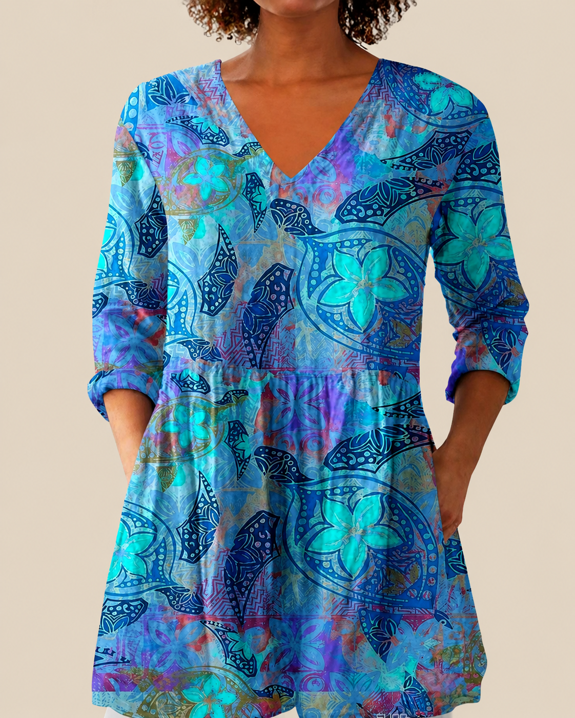 Riley | Lange Bluse mit ausdrucksstarkem Muster