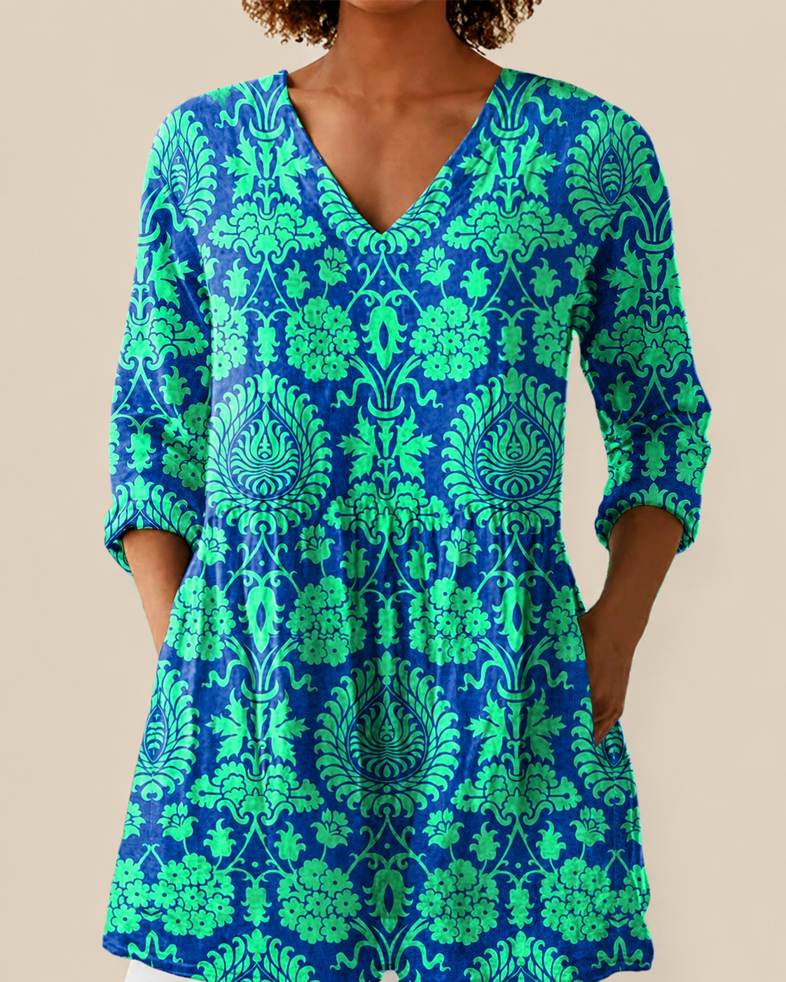 Romy | Lange Bluse mit ausdrucksstarkem Muster