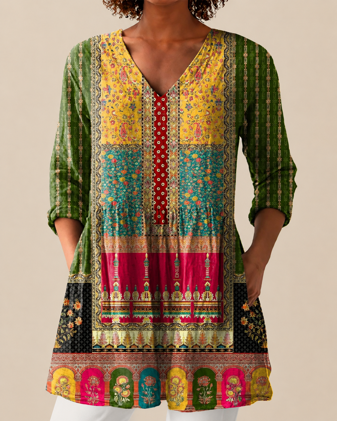 Nyla | Lange Bluse mit ausdrucksstarkem Muster