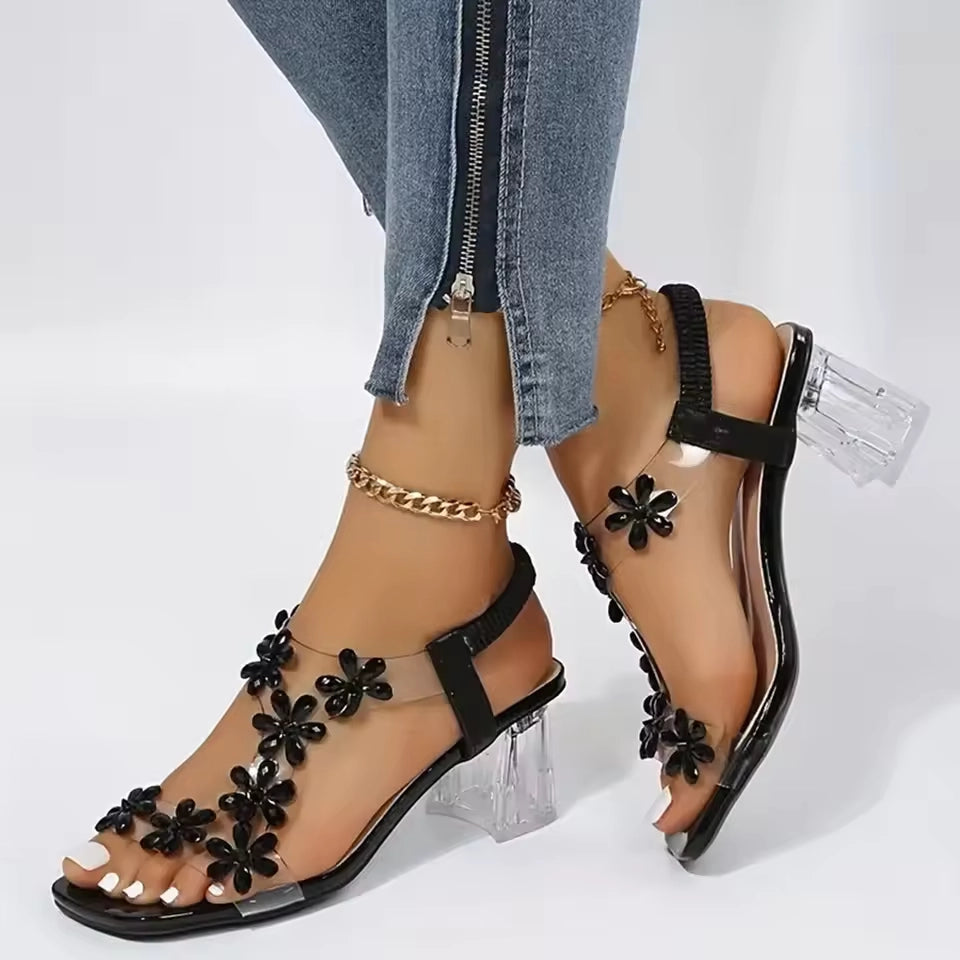 Crystal Bloom High Heel Sandalen