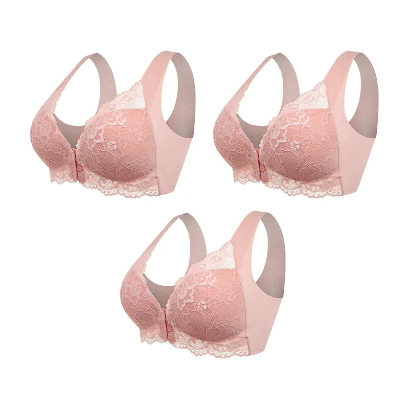 (PACKUNG MIT 3) Nahtloser Push-Up-BH mit Frontverschluss