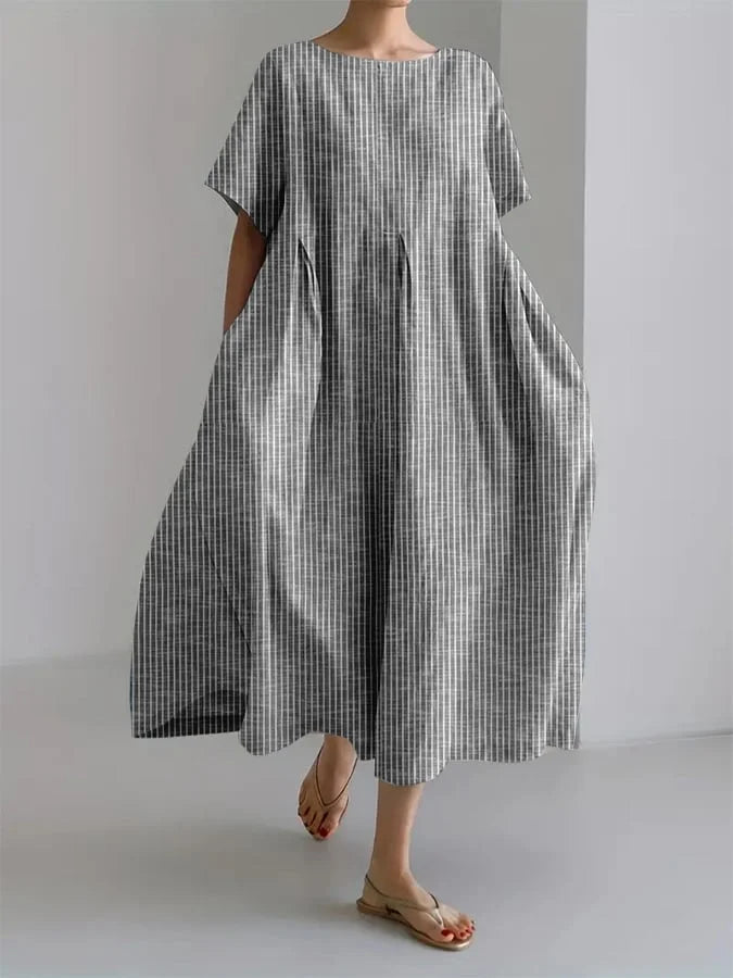 BIANCA | Langes, lässiges Kleid mit bequemer Passform und retro Stil für den Alltag