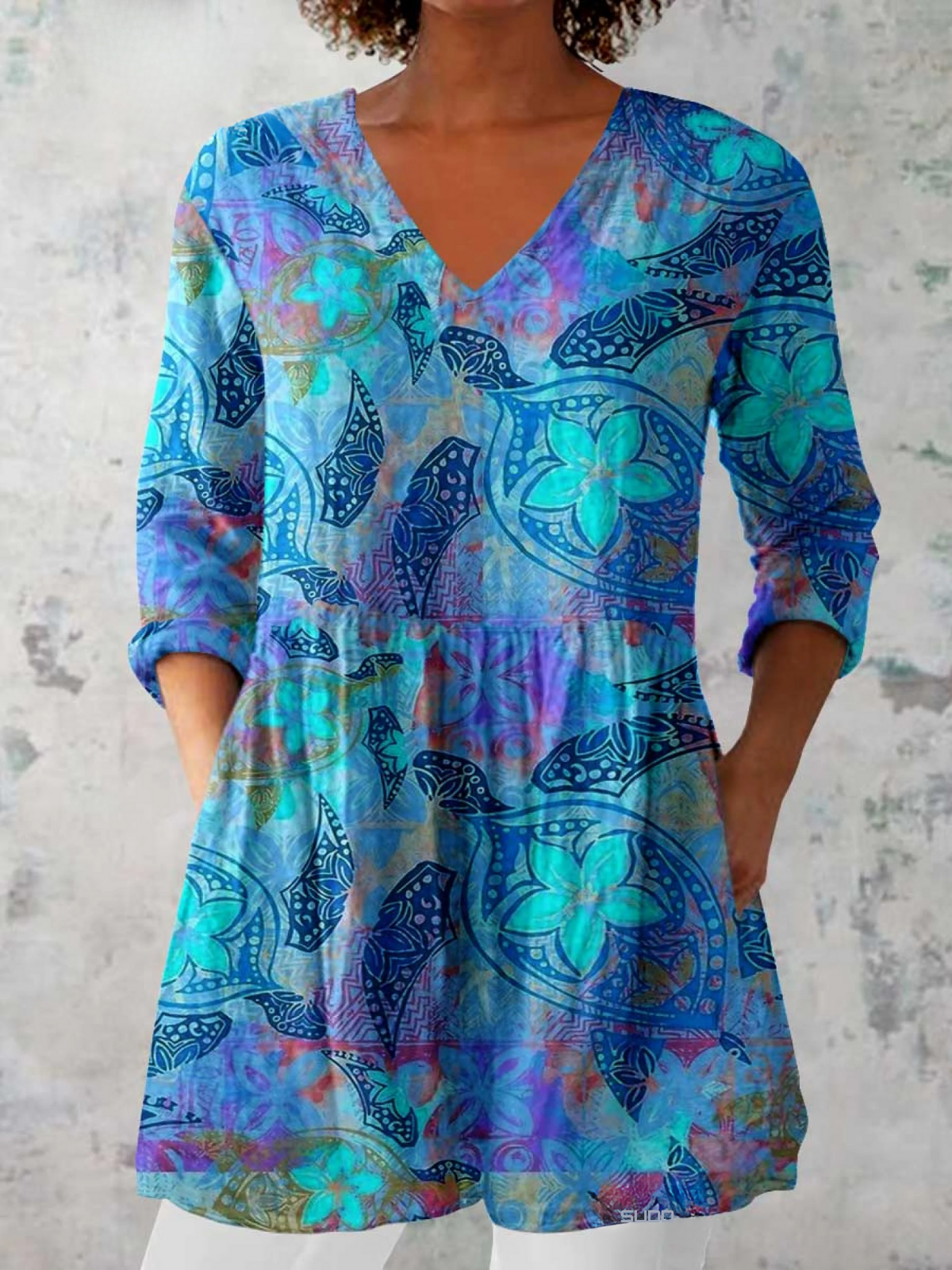 Riley | Lange Bluse mit ausdrucksstarkem Muster