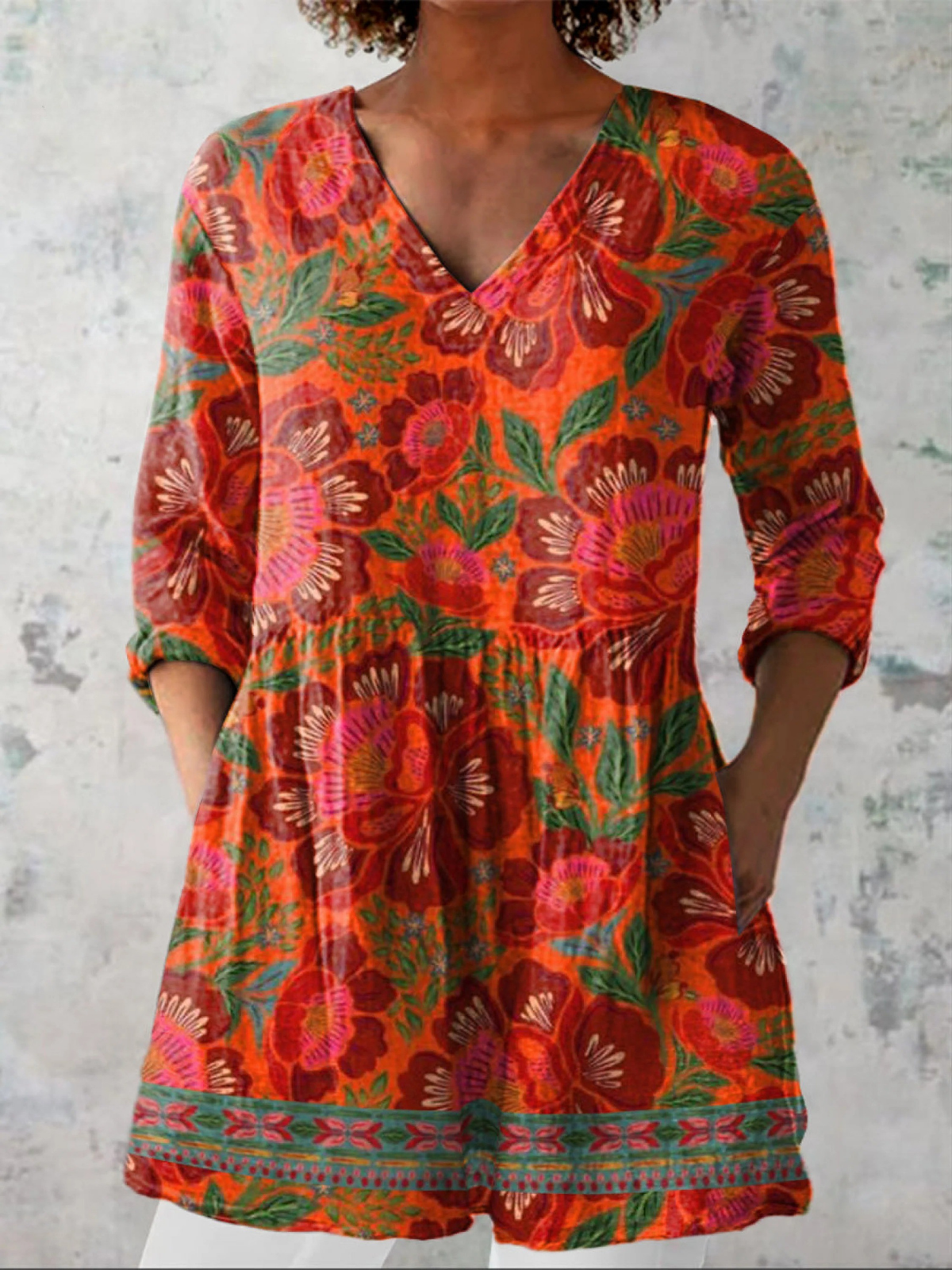 Kaia | Lange Bluse mit ausdrucksstarkem Muster