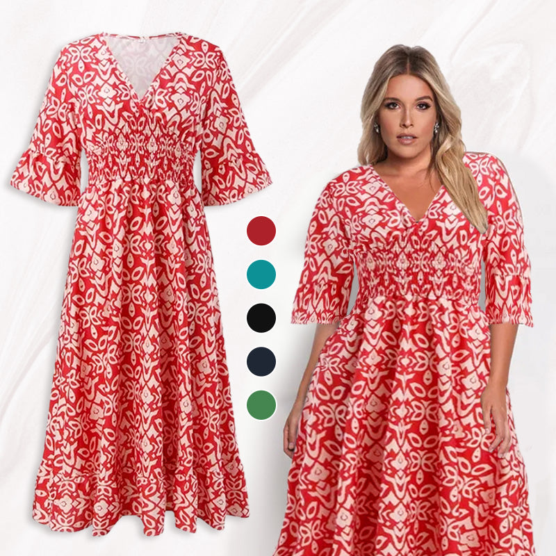 Kleid im Bohemian-Stil mit V-Ausschnitt