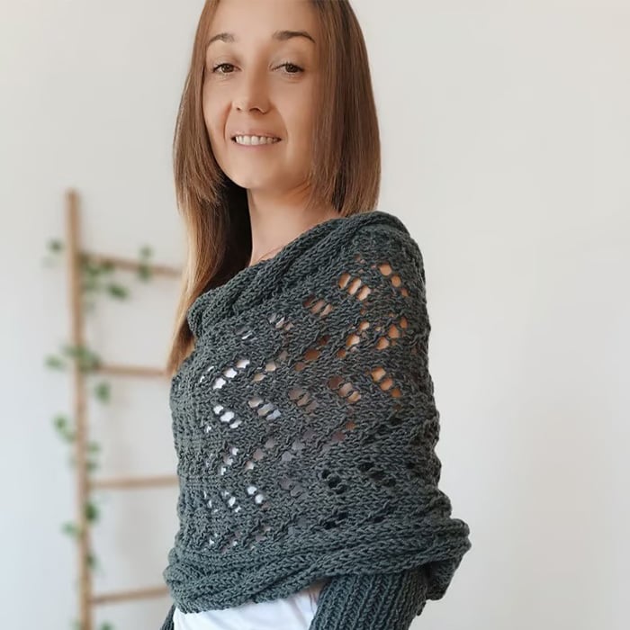 🧶Gestrickter Zopfmuster-Umhang, Bolero für Damen