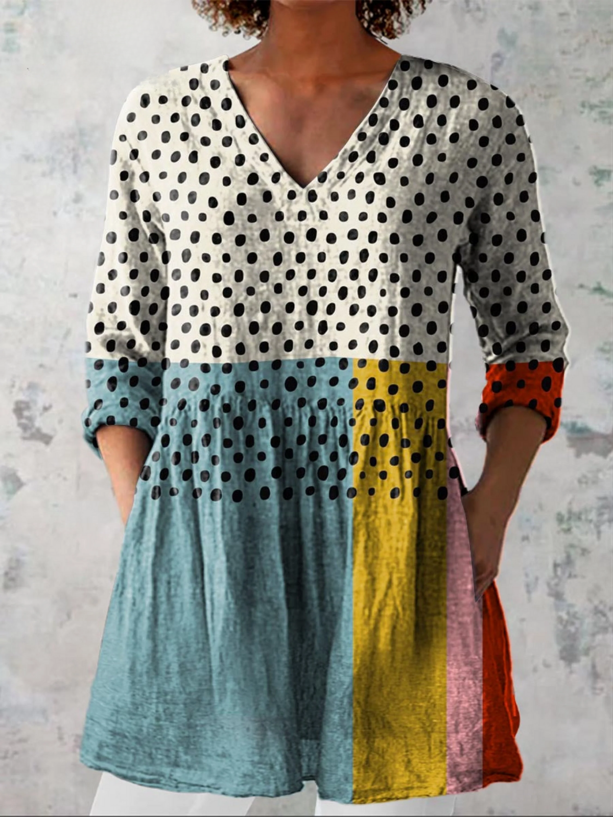 Nola | Lange Bluse mit ausdrucksstarkem Muster
