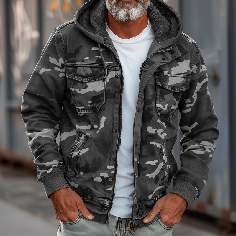 Fabian™ - Herren Camouflage Cargo Jacke - Mit Kapuze und Multi-Taschen Design