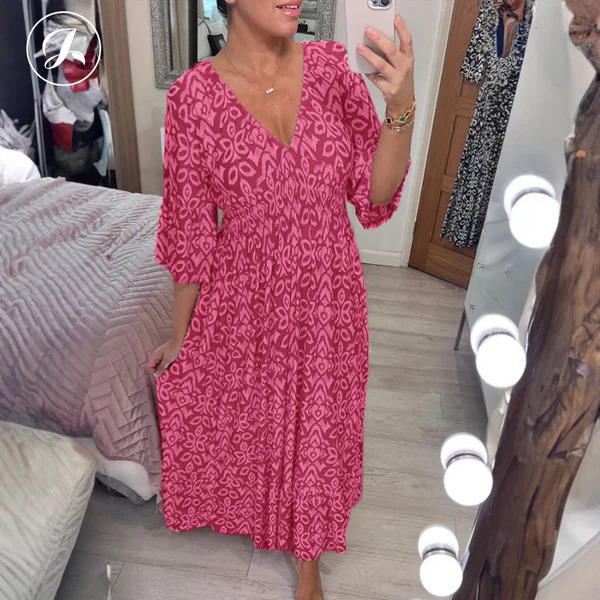 Kleid im Bohemian-Stil mit V-Ausschnitt