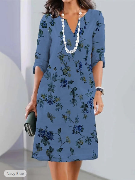Doppelte Tunika-Kleid mit Blumenmuster