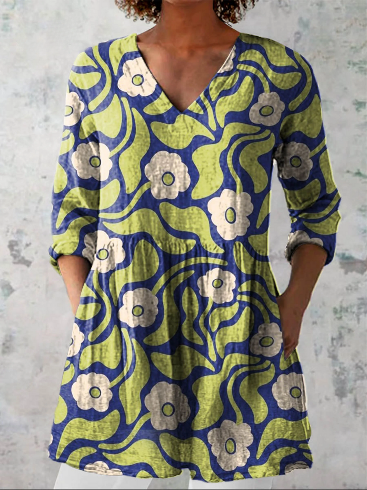 Talia | Lange Bluse mit ausdrucksstarkem Muster