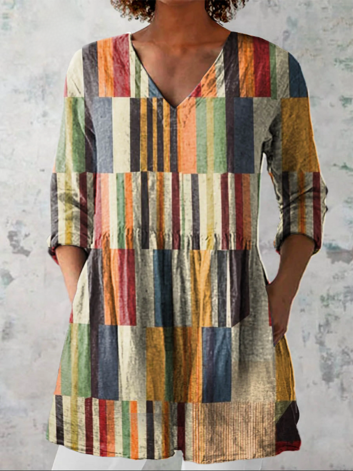 Avery | Lange Bluse mit ausdrucksstarkem Muster