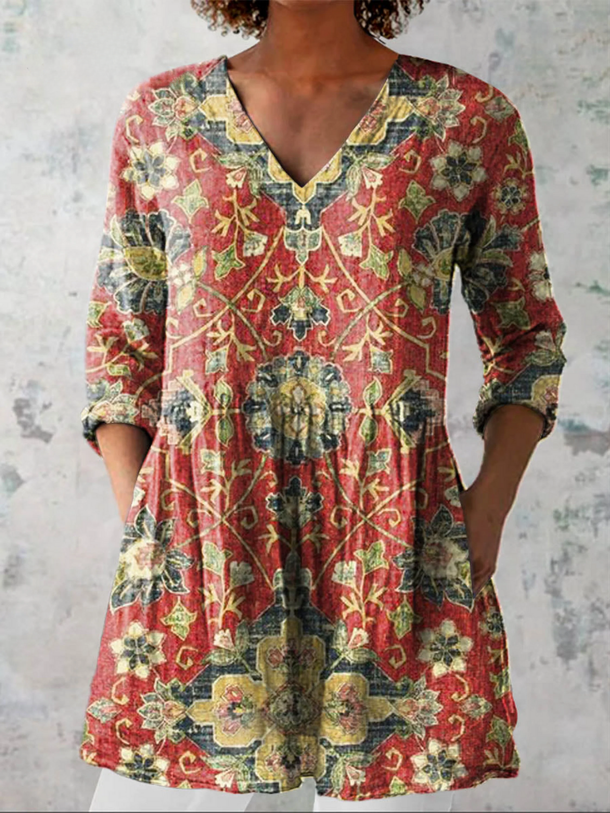 Wren | Lange Bluse mit ausdrucksstarkem Muster