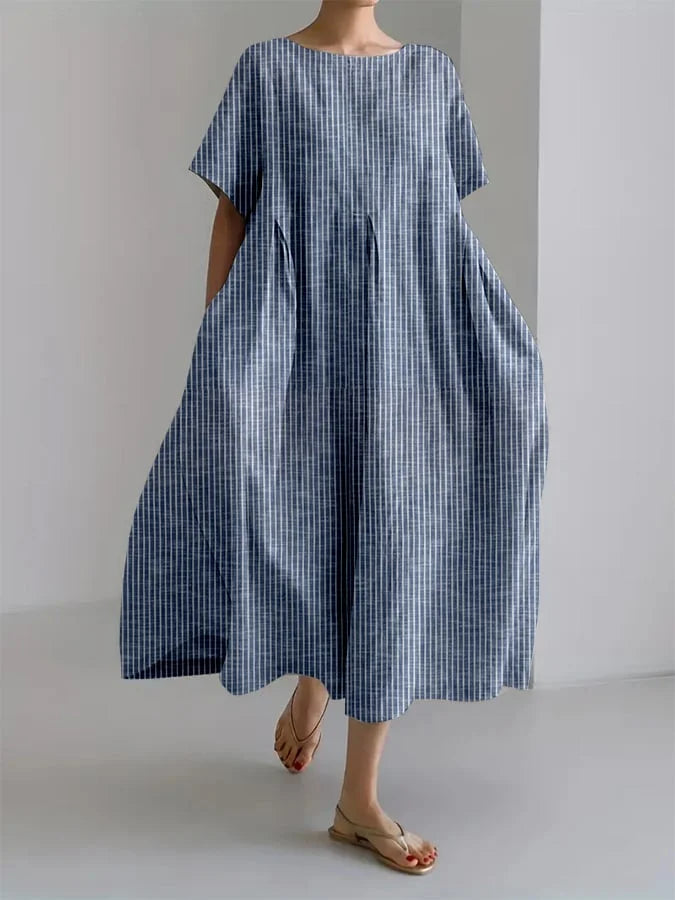 BIANCA | Langes, lässiges Kleid mit bequemer Passform und retro Stil für den Alltag