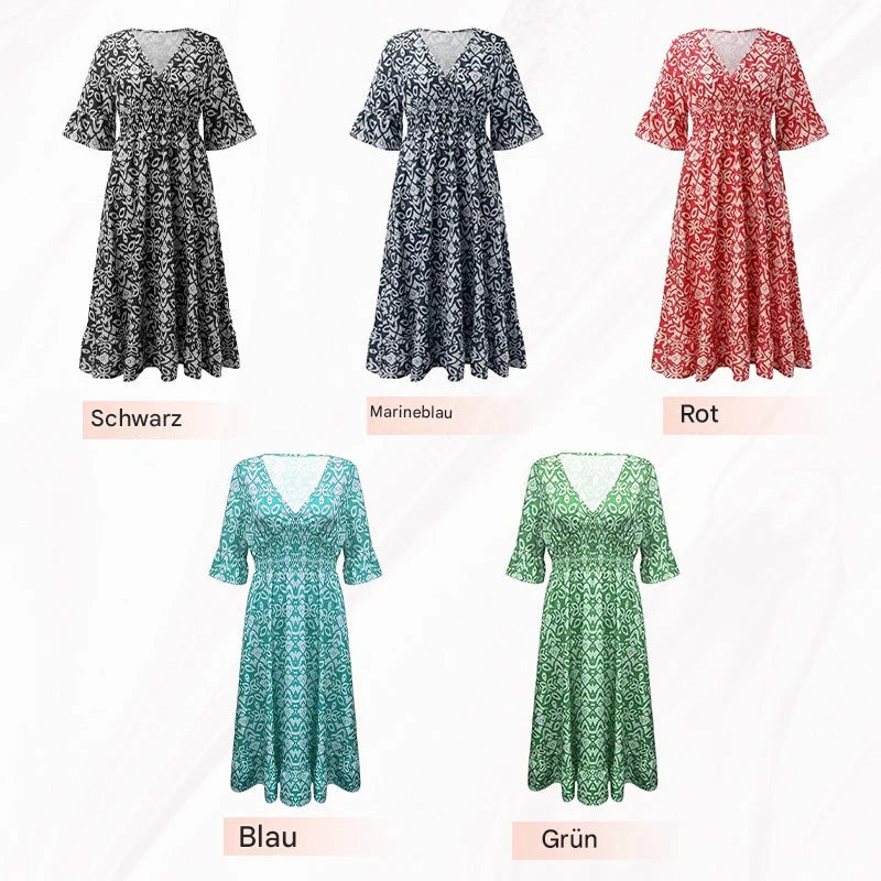Kleid im Bohemian-Stil mit V-Ausschnitt
