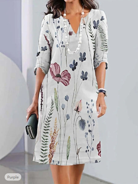 Doppelte Tunika-Kleid mit Blumenmuster