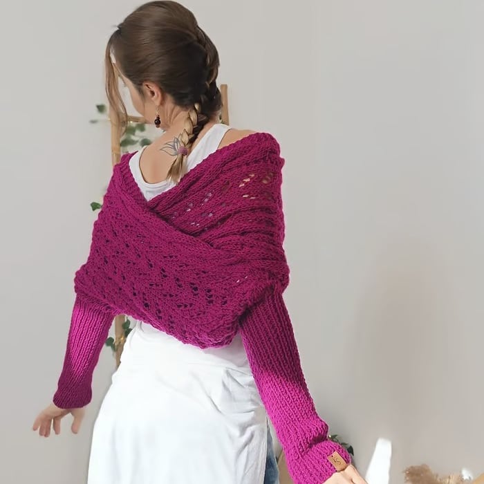 🧶Gestrickter Zopfmuster-Umhang, Bolero für Damen