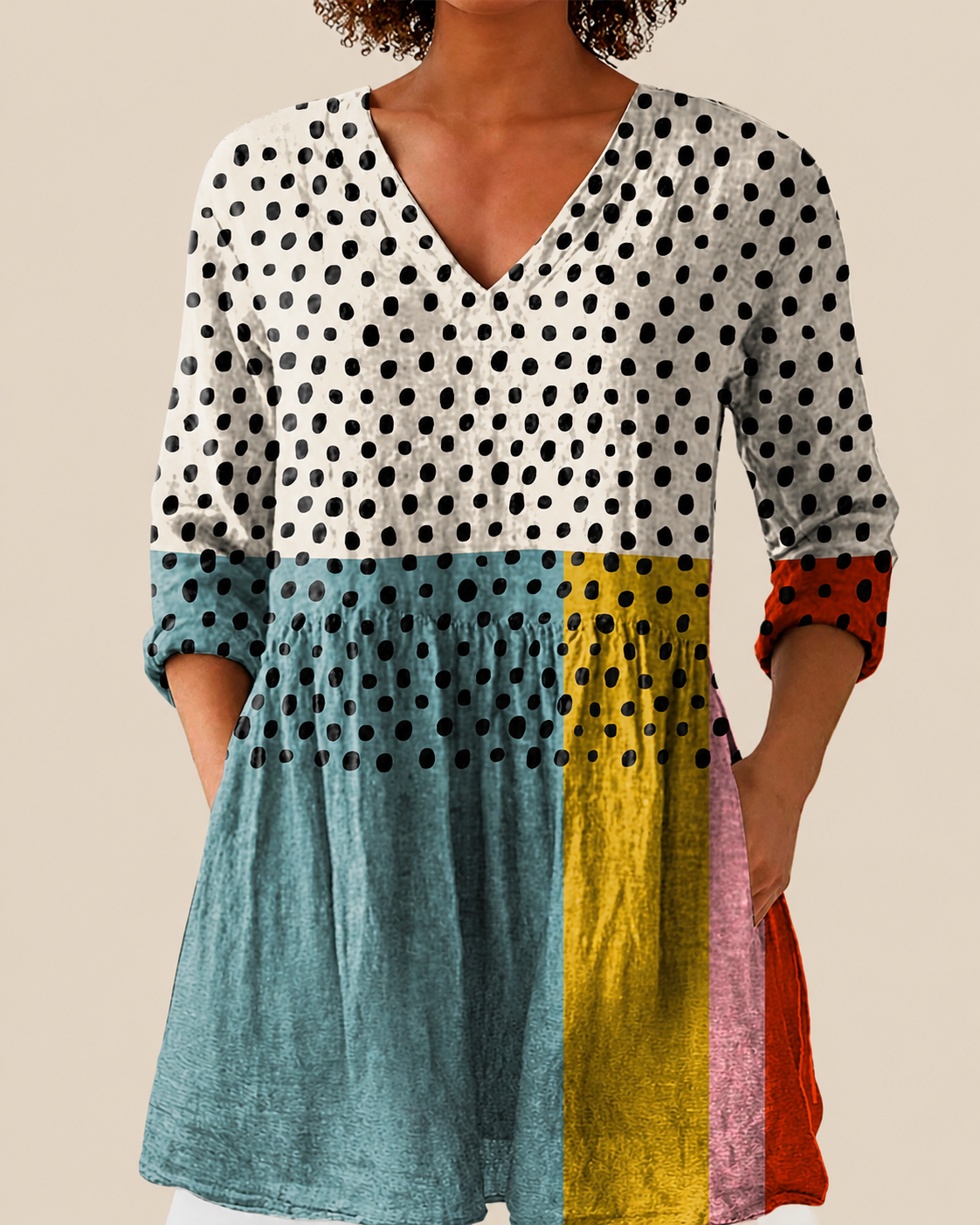 Nola | Lange Bluse mit ausdrucksstarkem Muster