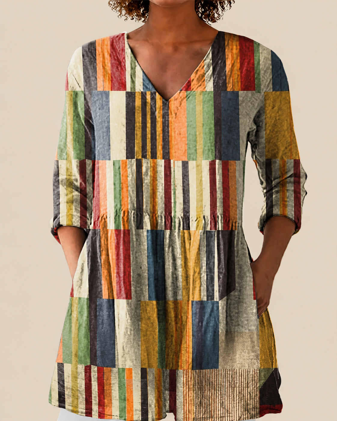 Avery | Lange Bluse mit ausdrucksstarkem Muster