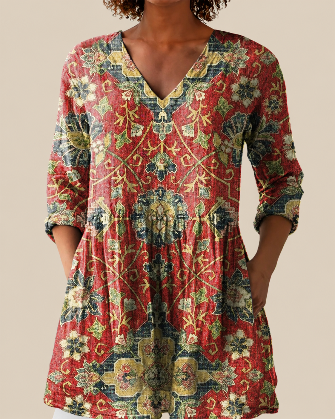 Wren | Lange Bluse mit ausdrucksstarkem Muster