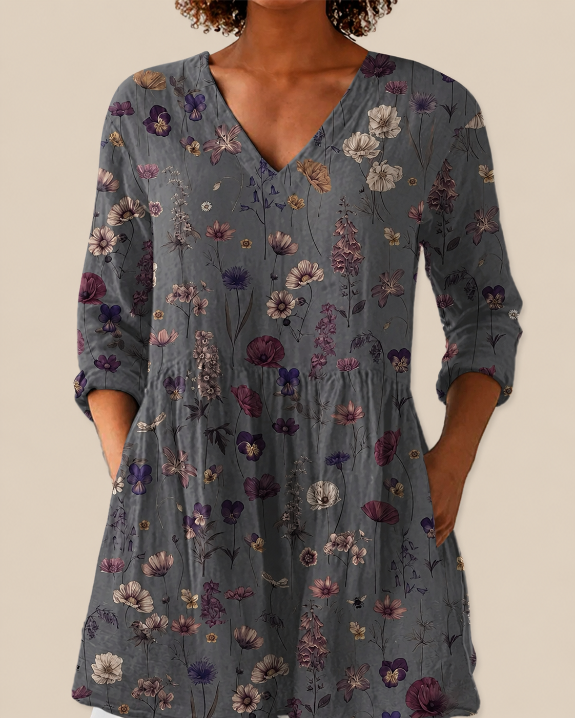 Kira | Lange Bluse mit ausdrucksstarkem Muster