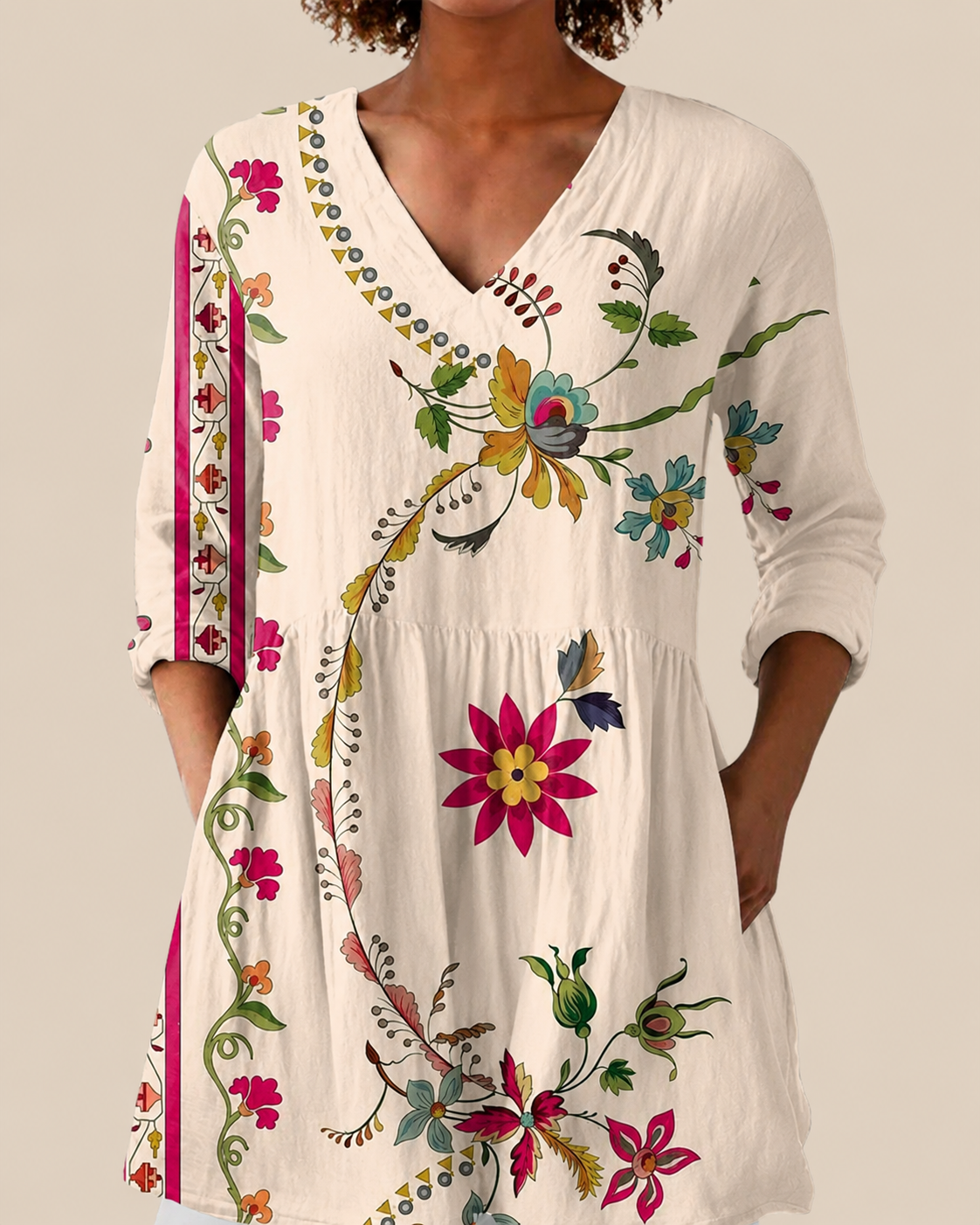 Aria | Lange Bluse mit ausdrucksstarkem Muster