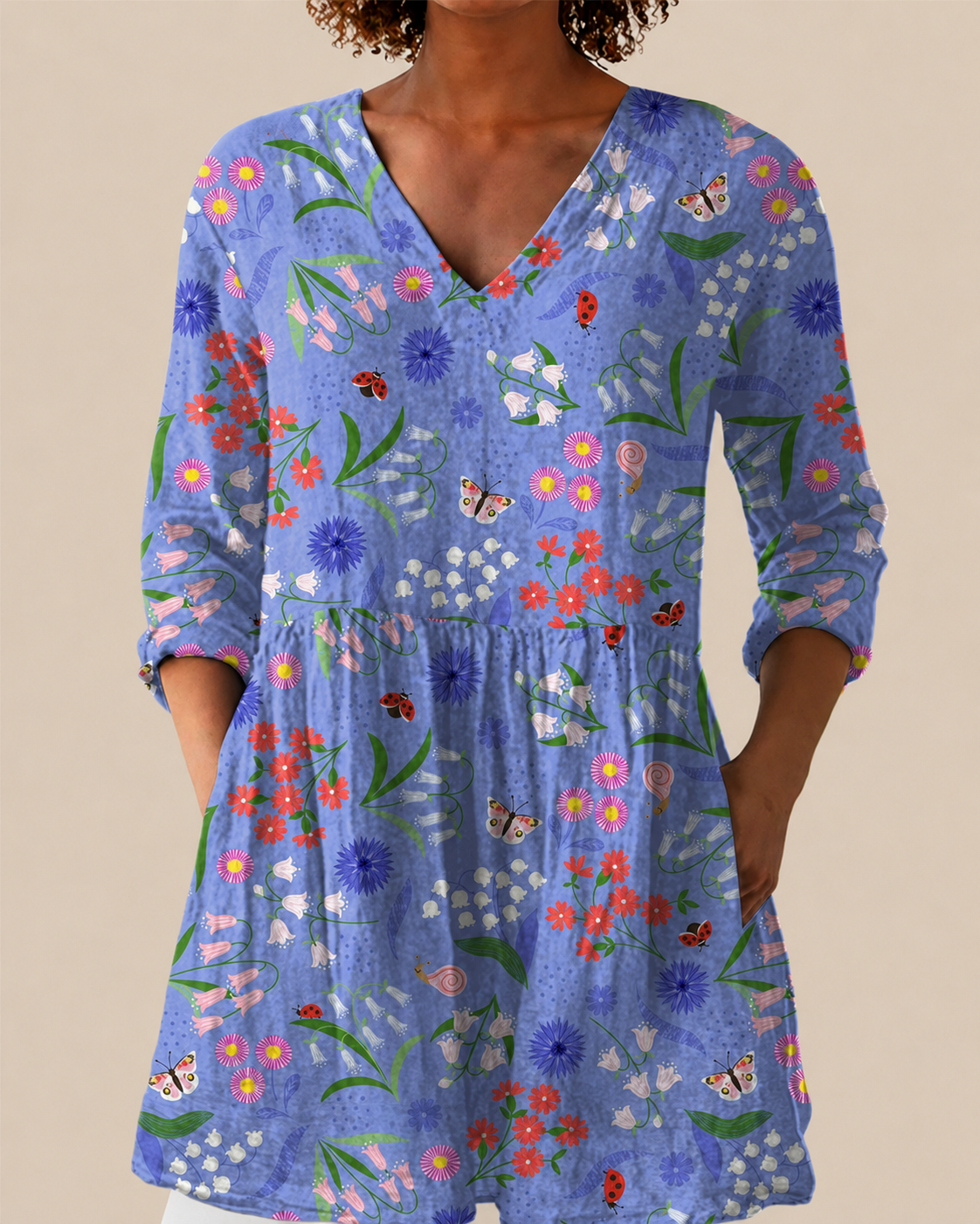 Amelie | Lange Bluse mit ausdrucksstarkem Muster