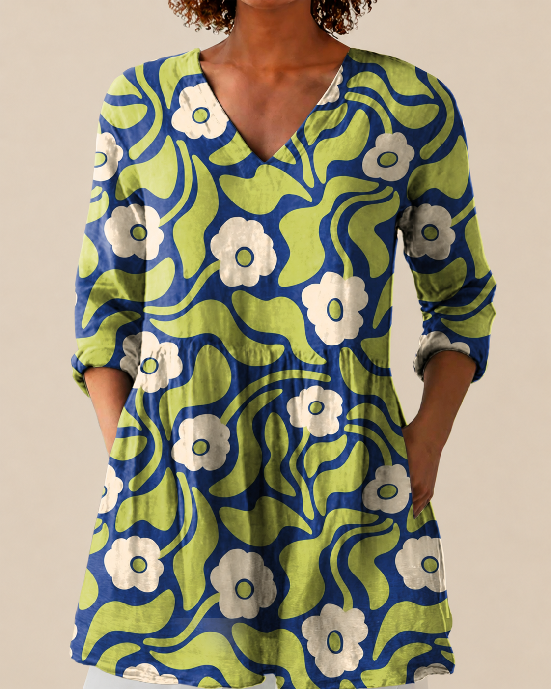 Talia | Lange Bluse mit ausdrucksstarkem Muster