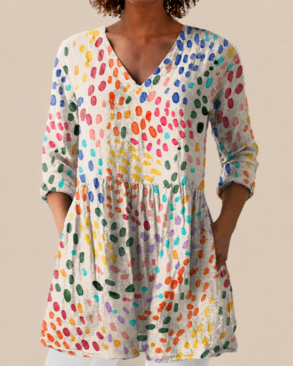 Noelle | Lange Bluse mit ausdrucksstarkem Muster