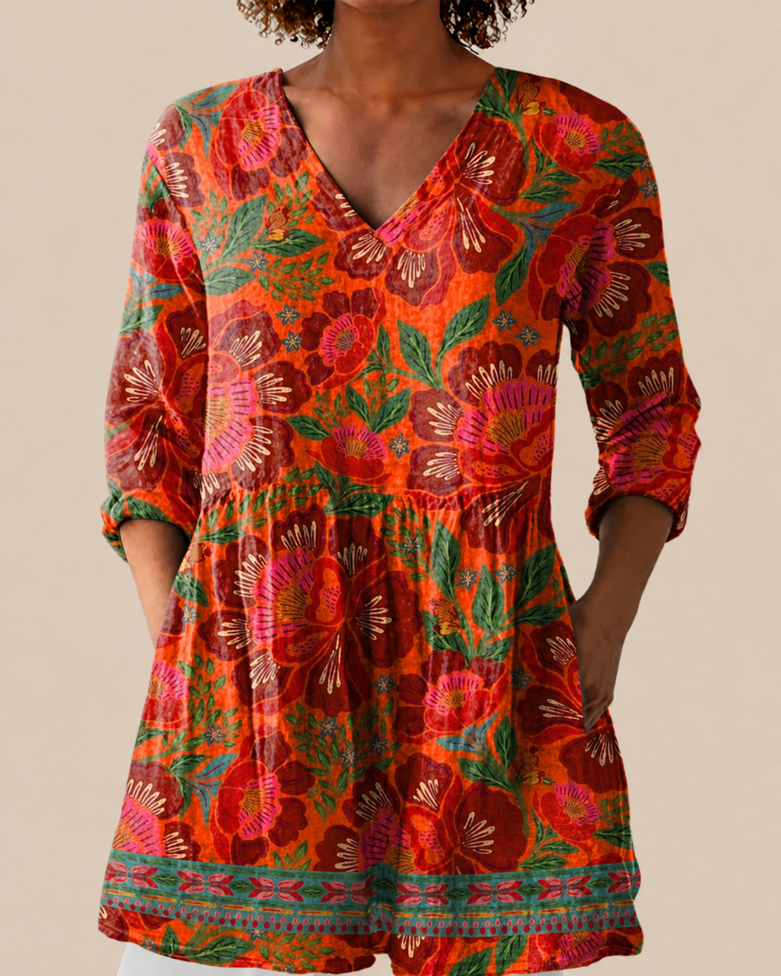 Kaia | Lange Bluse mit ausdrucksstarkem Muster