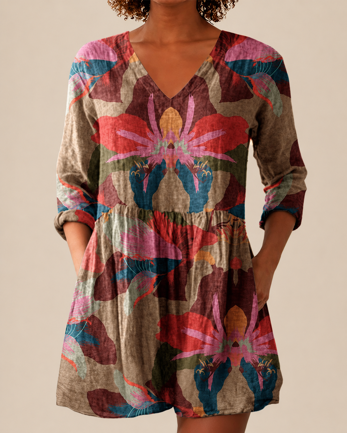 Alina | Lange Bluse mit ausdrucksstarkem Muster