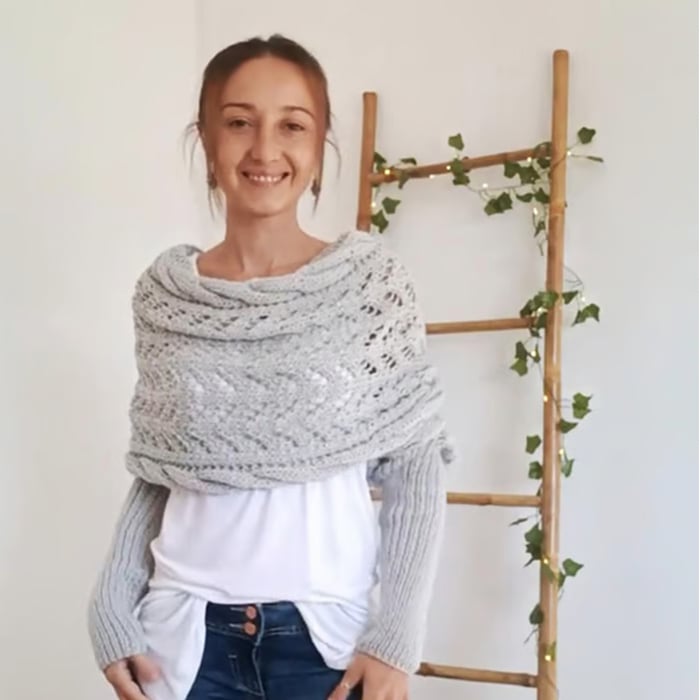 🧶Gestrickter Zopfmuster-Umhang, Bolero für Damen