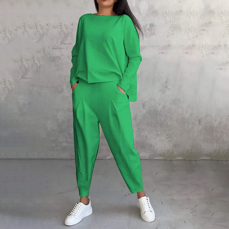 Fashion, Leisure ✨Long Sleeve Round Neck & Pants 2-Piece Set
