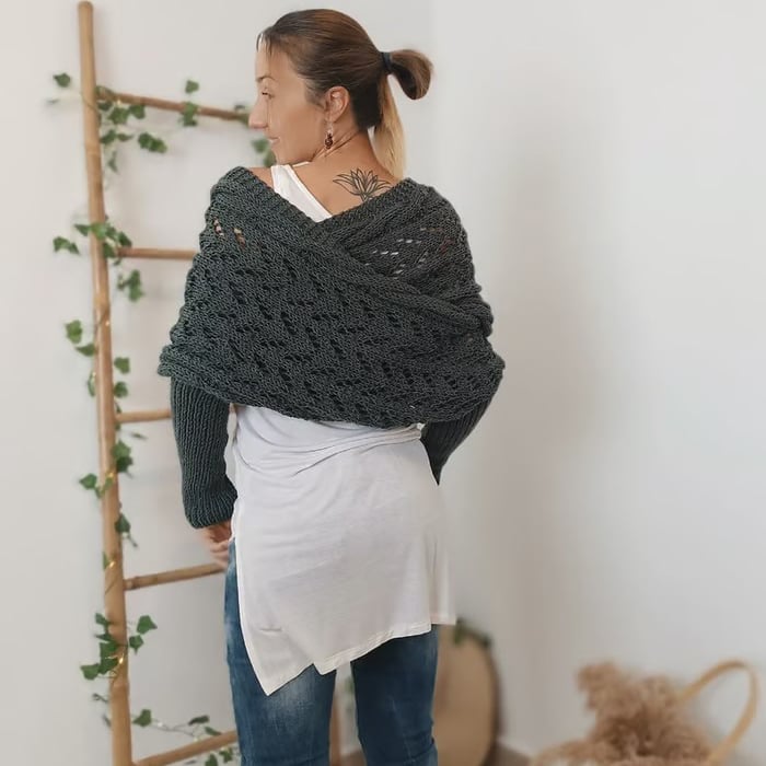 🧶Gestrickter Zopfmuster-Umhang, Bolero für Damen