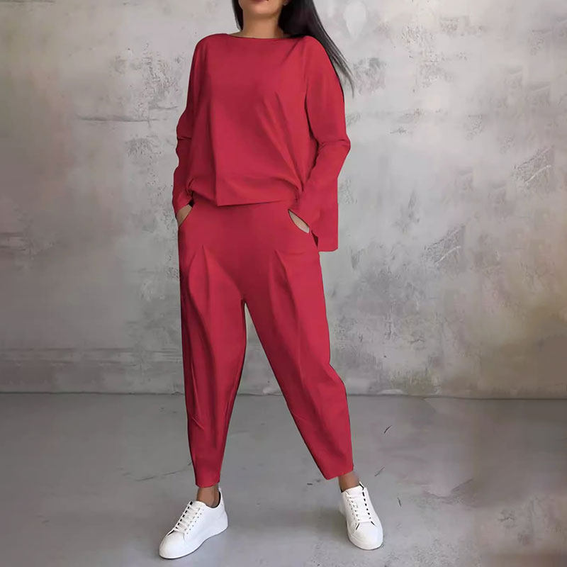 Fashion, Leisure ✨Long Sleeve Round Neck & Pants 2-Piece Set