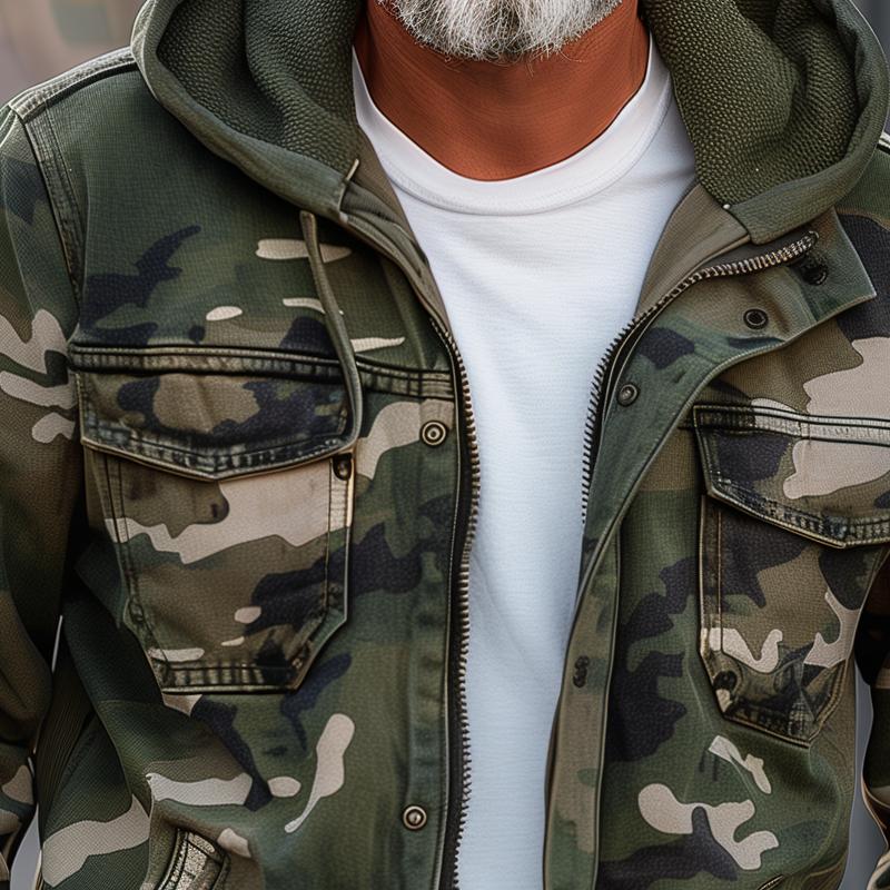 Fabian™ - Herren Camouflage Cargo Jacke - Mit Kapuze und Multi-Taschen Design