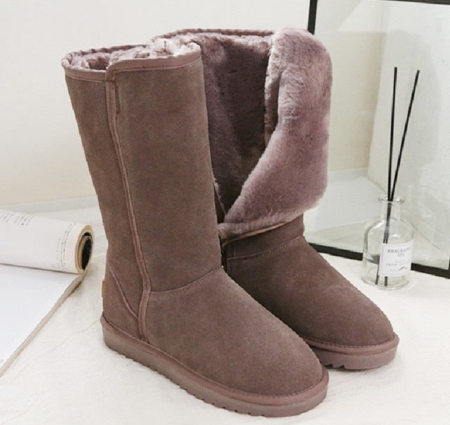 Wildleder Damen Warme Schneestiefel